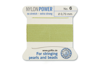 NylonPower (Griffin), stáčená nylon. šňůra s jehlou No.6 (0,7mm), 2m - zelená (jade green)