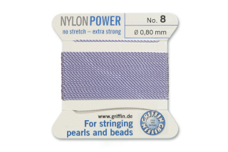 NylonPower (Griffin), stáčená nylon. šňůra s jehlou No.8 (0,8mm), 2m - šeříková (lila)