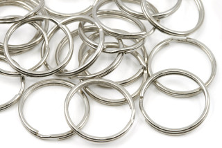 Klíčový/přívěskový dvojitý kroužek, průměr 20 mm, 1 ks - barva platina