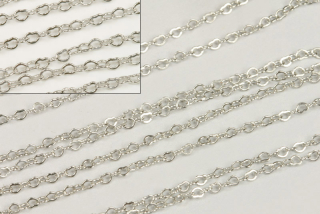 Řetízek se srdíčkovými očky 2x1,5 mm, galva platina, 1 m