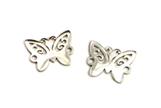 Mezidíl z nerezové oceli AISI 201, motýl se 2 očky 15x12 mm, 1 ks