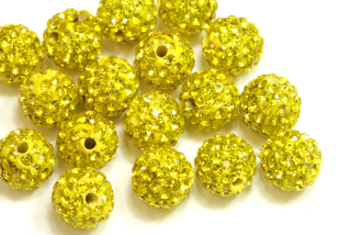 Šatonová kulička 10 mm, 1 ks - výrazná žlutá + žluté šatony (citrine)
