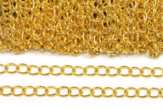 Řetízek adjustační (prodlužovací) s očky 5x3,5 mm, galva zlatá, 1 m