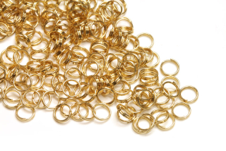 Dvojitý kroužek 5 mm/2x0,5 mm, nerezová ocel AISI 304, barva zlatá, 20 ks