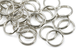 Klíčový/přívěskový dvojitý kroužek, průměr 15 mm, 1 ks - barva platina