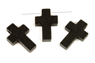 Dřevěný křížek 22x15x4,5 mm s příčnou dírkou, 1 ks - černá