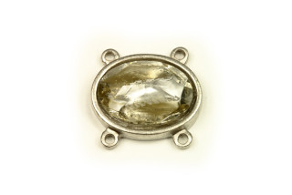 Kotlík ovál 28x21 mm (bez oček) pro kámen 25x18 mm, 4 očka, galva starostříbro, 1 ks