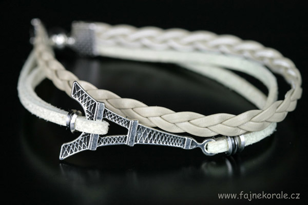 PU koženkový řemínek splétaný, šířka 5 mm, 1 m - bílý