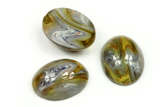Skleněný kabošon ovál 20x15 mm, 1 ks - imitace fluoritu