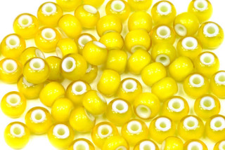Rokajl Preciosa Kornelián 1/0 (6,3 - 6,8 mm), bal. 50 g - žlutá, bílé jádro