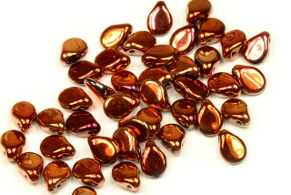 PRECIOSA Pip™ 5x7 mm, 30 ks - růžovoměděný metalický pokov na černé