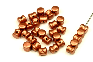 Preciosa Pellet™ 4x6 mm, 30 ks - matná světle měděná pálená (Bronze Vintage Copper)