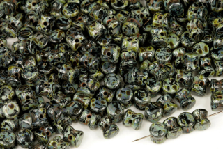 Preciosa Pellet™ 4x6 mm, 30 ks - travertin na syté černé