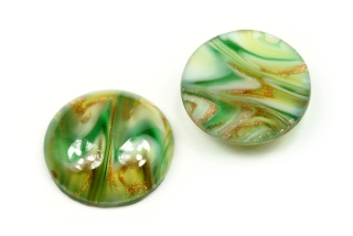 Skleněný kabošon kulatý 20 mm, 1 ks - imitace fluorit, s avanturínem