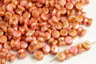 Preciosa Pellet™ 4x6 mm, 30 ks - růžová lazura na křídě (Picasso Pink)