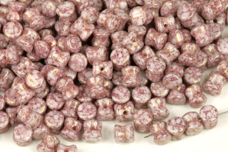 Preciosa Pellet™ 4x6 mm, 30 ks - fialová terakota na křídě (Violet Terracota), mramorovaná