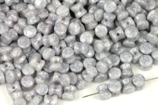 Preciosa Pellet™ 4x6 mm, 30 ks - modrá terakota na křídě (Blue Terracota), mramorovaná