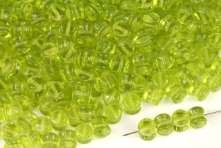 Preciosa Pellet™ 4x6 mm, 30 ks - transparentní olivínově zelená