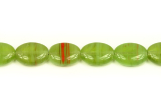 Mačkaná perle šváb 12x9 mm, 14 ks/16 cm - zelená žíhaná