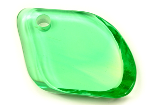 Ručně broušená skleněná placka, řezaná z tyče, originál, 54x34x6 mm, 1 ks - annazelen