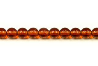 Mačkané korálky kuličky 6 mm, 27 ks/16 cm - transparentní tmavý topaz