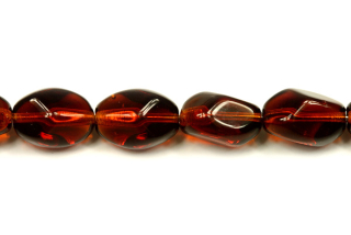 Mačkaná oliva tvarovaná 13x9 mm, 12 ks/16 cm - transparentní tmavý topaz