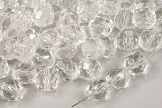 Broušené korálky ohňovky 8 mm, 20 ks/16 cm - krystal