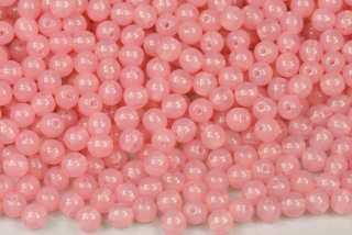 Mačkané korálky kuličky 4 mm, 40 ks/16 cm - opálová růžová, roza opál