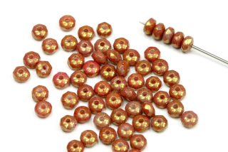 Broušené korálky slavík 2,5x4 mm, 60 ks/16 cm - listr červená terakota na křídě