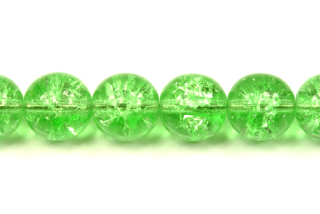 Praskané korálky kuličky 12 mm, 14 ks/16 cm - transparentní zelená peridot