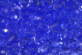 Broušená kulička ohňovka 8 mm, 20 ks/16 cm - transparentní safírově modrá