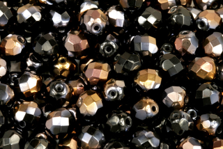 Broušená kulička ohňovka 8 mm, 20 ks/16 cm - půlpokov Valentinit na černé