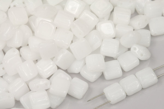 Silky beads 6x6 mm, 30 ks - bílý alabastr