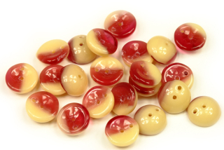 Piggy beads 8x4 mm, 30 ks - dvoubarevné vínovo-béžové