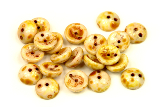 Piggy beads 8x4 mm, 30 ks - travertin na křídě