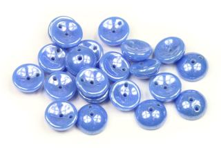 Piggy beads 8x4 mm, 30 ks - sytá modrá s bílým listrem