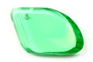 Ručně broušená skleněná placka, řezaná z tyče, originál, 54x34x6 mm, 1 ks - annazelen