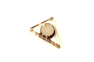 Skleněný přívěsek, originál, 20x17x5 mm, 1 ks - měsíční svit, krystal s hnědým jádrem