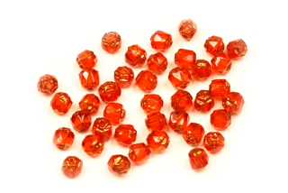 Broušená Bols perle 4 mm, 30 ks - transp. oranžová, hyacint s bronzovým listrem