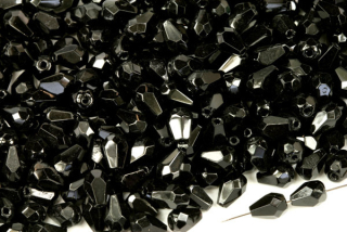 Broušené korálky hrušky 7x5 mm, 20 ks - černá