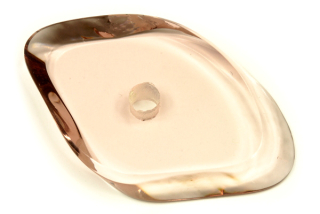 Ručně broušená skleněná placka, řezaná z tyče, originál, 52x33x6 mm - transp. ametyst