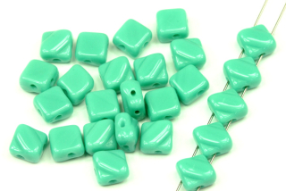 Silky beads Diagonal 6x6 mm, 30 ks - sytý zelený tyrkys
