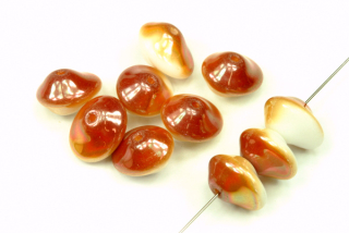 Ufo beads 7x11 mm, 10 ks - hnědooranžový půlpokov Aprikot medium na alabastru