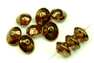 Ufo beads 7x11 mm, 10 k - bronzovohnědý listr Segenal na krystalu
