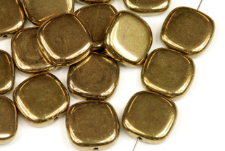 Mačkaný čtvereček Pebbles 13x4 mm, 10 ks - bronzový celopokov na černé