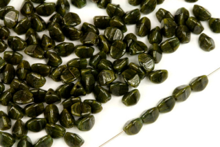Mačkaná pohanka klasik 5x4 mm, 30 ks - žíhaná tmavě khaki zelená
