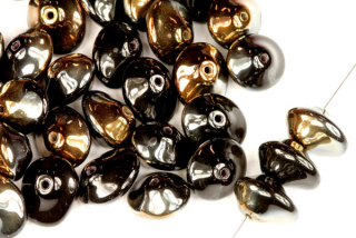 Ufo beads 7x11 mm, 10 ks - sytá černá s půlpokovem Valentinit