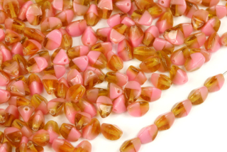 Mačkaná pohanka klasik 5x4 mm, 30 ks - žlutohnědo-růžová žíhaná