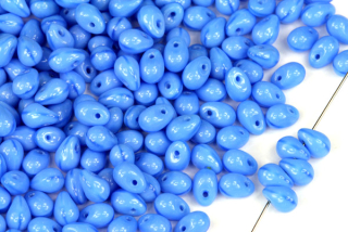 Mačkané korálky slzičky, hrušky, 4x6 mm, příčná dírka, 60 ks - modré hedvábí