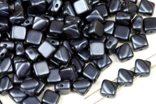 Silky beads Diagonal 6x6 mm, 30 ks - černý vosk